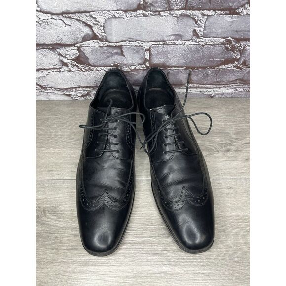 Boss Hugo Boss Black Leather Wingtip Oxfords Dress Shoes Men\'s Sz 12M US/45EU main image 13
